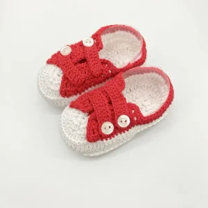FS Red Hand Woven Casual Shoes for 0 6 Months Babies Soft Natural Cotton Soled Toddler Shoes for Boys Girls