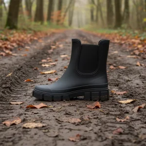 FSZ 26 Elastic Mouth Ankle Mid Top Waterproof Rain Boots Women’s Shoes for Indoor Outdoor