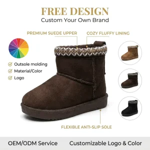Factory Baby Winter Boots Classic Embroidered Trim Toddler Snow Shoes Soft Flexible Sole Infant Warm Ankle Boots