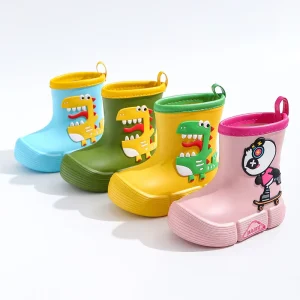 Factory Children’s Waterproof Rain Boots with Dinosaur Cartoon Design EVA Light Weight for Kids and Babys