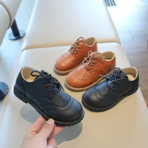 Factory Classic Party Wedding Outdoor Children Shoes Boy PU Leather Rubber Soft Sole School Kids Dress Kid Shoes