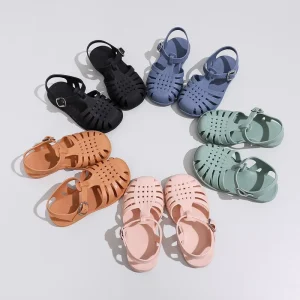 Factory Custom Boys Girls Summer Casual Sandals High Heel Hook Loop Closure Anti Slip PU Rubber Insole Lightweight Beach