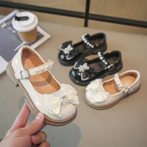 Factory Custom Children’s Leather Shoes Wedding Party Dress Shoes Kids Girls Flat Princess Shoe