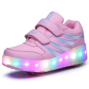 Factory Custom Fashion Children Sneakers Luminescent LED Lamp Sole Roller Skating Casual Sports Kids Wheel Shoes