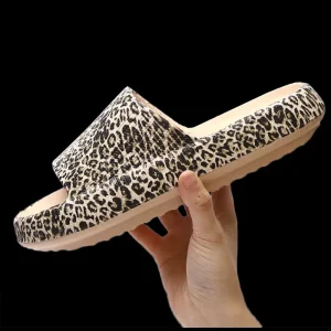Factory Custom Leopard Slides With Logo and Box Slippers Beach Slipper Sandal Women Casual Pillow Platform Personalized Sandals