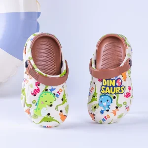 Factory Custom Made Kids Summer Beach Clog Dinosaur Printing EVA Soft Sandals Animal Slides Slippers for Boys