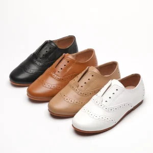 Factory Customize Kids Shoes Summer Toddler Boys Wingtip Leather Slip on Oxford Shoes