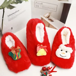 Factory Customized Christmas Children Indoor Slippers Soft Shoe Winter Boy Girl Plush Slippers Warm Festival Baby Flip Flop