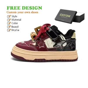 Factory Design Fashion Child Shoe Leather Girls Kids Shoes Casual Walking Shoes Custom With Logo