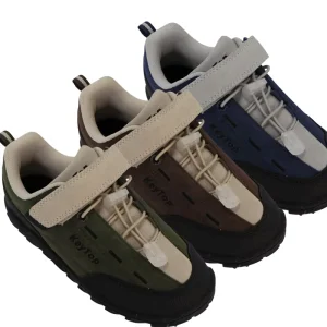 Factory Direct Children Outdoor Shoes Durable Suede Hook and Loop Elastic Laces Easy on Off Natural Growth Kids Barefoot Shoes