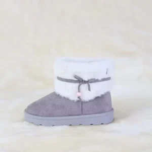 Factory Direct Children’s Winter Warm Soft Comfortable Grey Suede Snow Boots with Plush for Kids and Toddlers