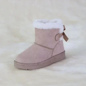 Factory Direct Children’s Winter Warm Soft Comfortable Suede Snow Boots With Ribbon Bow for Kids and Toddlers