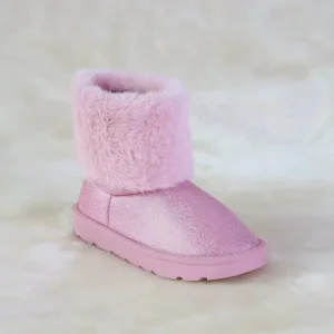 Factory Direct High Quality Children’S Winter Warm Soft Comfortable Pink Sequined Cloth Snow Boots for Kids and Toddlers