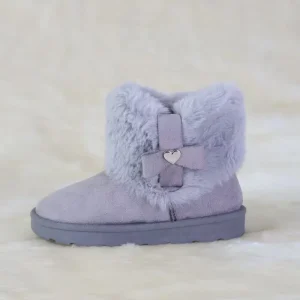 Factory Direct High Quality Children’s Winter Warm Soft Comfortable Grey Suede Snow Boots with Plush for Kids and Toddlers