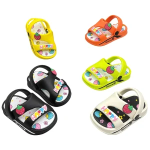 Factory Direct Kids EVA Outdoor Sandals with 3D Strawberry and Fruit Print Insole Summer Anti-Slippery Waterproof MOQ 1800