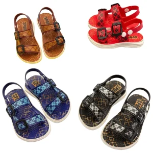 Factory Direct Kids PVC Sandals with Geometric Print and Dual Adjustable Buckles MOQ 1800