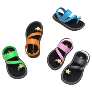 Factory Direct Kids PVC Waterproof Breathable Outdoor Flip Flop Sandals with Gold Star Toe Separator Summer MOQ 1800
