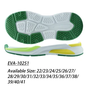 Factory Direct Kids Running Shoe Sole Green Rubber Patch Anti slip Outsole Lightweight Cushioned EVA Midsole for Boys Girls