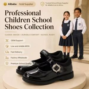 Factory Direct Mary Jane Shoes Rhinestone Buckle Elegant Breathable School Uniform Shoes Comfortable Kids Girls Student Footwear