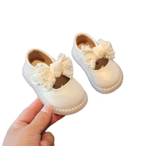 Factory Direct Sale Newborn Simple Solid Color Toddler Shoes Leather Flat Soft Sole Girls Princess Shoes