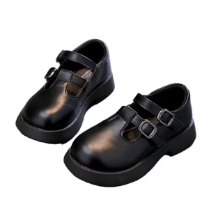 Factory Direct Sales Children Girl Dress Shoes Black PU Leather School Shoes Party Shoes for Baby Girl