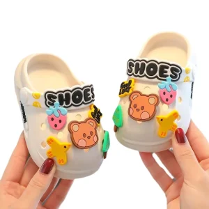 Factory Direct Sell Summer Baby Boys PVC Non Slip With Cute Cartoon Charms Walking Sandal Kids Comfortable Clogs