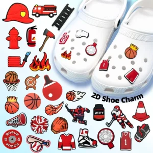 Factory Direct Supply Custom 2D Soft PVC Charms Firefighting Equipment Basketball Outfit Design Custom Souvenir Charms