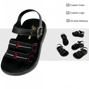 Factory Direct Unisex Kids Rhinestone Sandals Soft Sole Anti Slip Summer Footwear MOQ 1800