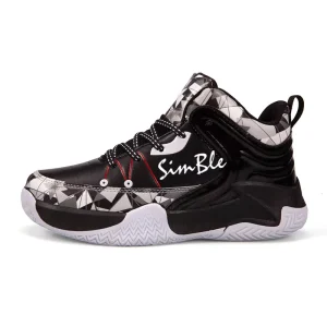 Factory Leather Kids Basketball Shoes Rubber Anti Slip Synthetic PU Kids Shoes
