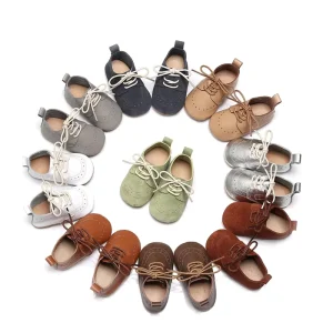 Factory Oxford Style Soft Sole Casual Outdoor Anti-slip Breathable Leather Kid School Baby Shoes