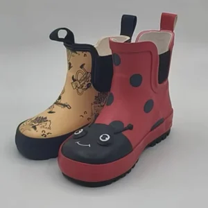 Factory Price Custom Ladybug Print Light Weight Girls Waterproof Chelsea Rubber Rain Boots for Children Summer Autumn