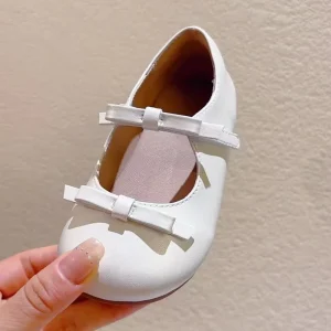 Factory Price Custom Logo Rubber Outsole Leather Upper Girls Flats Baby Shoe Soft Children Leather Shoes