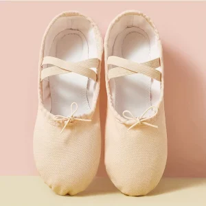Factory Price Drawstring Kids Adult Canvas Ballet Dance Shoes Training Dance Class Suede Split Sole Ballet Slippers Costume Flat