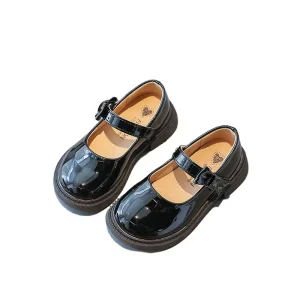 Factory Price High Quality Children Girl Dress Shoes Black PU Leather Bow knot School Shoes Party Shoes for Baby Girl