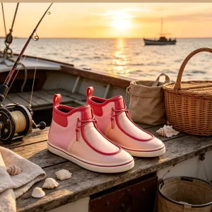 Factory Price Waterproof Rubber Deck Boots for Fishing Boat Anti Slip Outdoor Rain Boots with Laces Women Kids Garden Gumboots