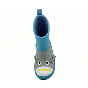 Factory Supply Children 3D Shark Fin Tail Rubber Rain Boots Washable Fleece Lined Waterproof Non Slip Kids Wellies for Outdoor