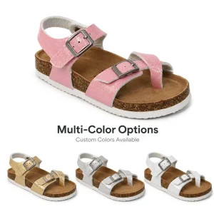 Factory Supply Children Glitter Sandals Custom Colors Cork Kids Shoes