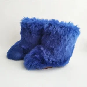 Fall Winter Many Colors Handmade Custom Mom Children 3 Pcs Set Women Ladies Kids Plush Faux Fur Blue Snow Boots