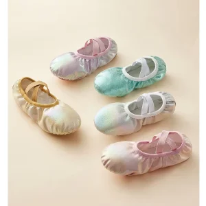 Fantasy Color Shiny PU Leather Ballet Shoes for Girls Kids Soft Sole Children’s Ballet Dance Shoes for Training Performance