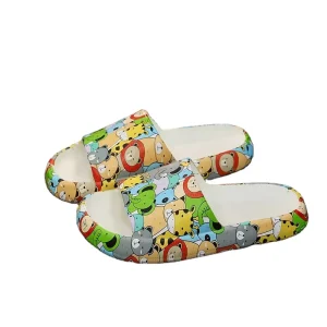 Fashion Animal Graffiti Slides Sandals Custom Logo Summer Beach Slippers for Women Anti Slip Soft Pillow Sandals