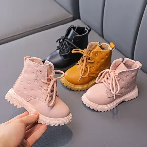 Fashion Ankle Warm Girls’ Boots Shoes Children Boys Winter Kids Footwear New Design Custom Zip Small Pink Baby Booties