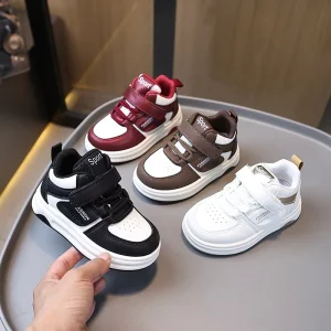 Fashion Baby Girl Shoes 2 Years Designer School Outdoor Sports Shoes for Children Fashion Korean Kids PU Sneakers Boys