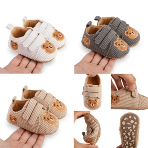 Fashion Bear Baby Boy Girl Shoes Classic Leather Rubber Sole Anti slip Toddler First Walkers Infant Shoes