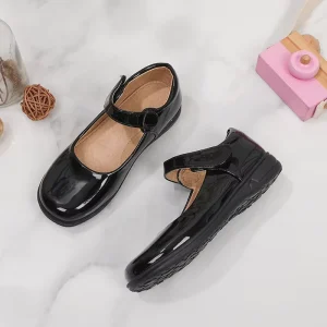Fashion Campus Shoes Girls Ankle School Shoes Hook & Loop Closure Soft Lining Kids Dress Mary Jane Flats