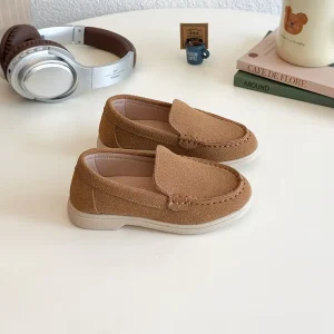 Fashion Casual Boy and Girl Flats Round Toe Soft Leather Moccasin Slip On Loafers Shoes Children’s School Shoes