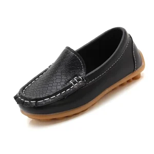 Fashion Casual Boy and Girl Flats Round Toe Soft Leather Moccasin Slip on Loafers Shoes Children’s School Shoes