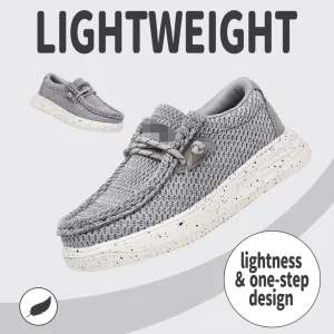 Fashion Casual Grey Knit Mesh White Thick Sole Boys Loafers With Rubber Insole for Kids Daily Walking Sport