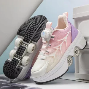 Fashion Casual Sports Shoes with Retractable Wheels for Kids Boys Girls Dual-purpose Rollers Skate Shoes Children Roller Shoes