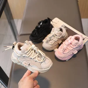Fashion Children Shoes Lace up Sport New Casual Breathable Sports Kids Sneaker Running Shoes Soft Sole Outdoor Mesh Non Slip