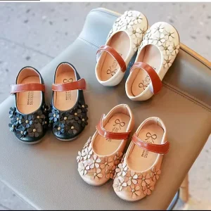 Fashion Children Shoes Soft Sole PU Flower Princess Party Girl Dress Shoes